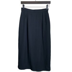 Vintage Michele Black Pencil Skirt Sz 10 Made in USA 80s Button Accents Pockets